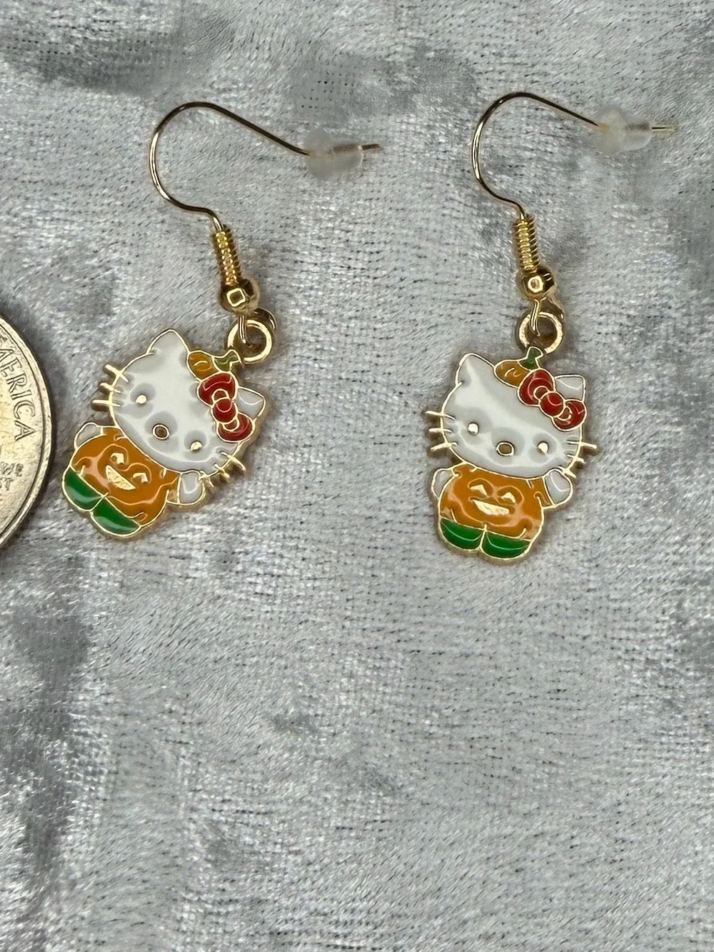 Hello Kitty Inspired Pumpkin Drop Earrings
